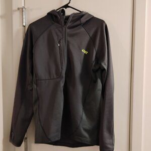 Outdoor Research Radiant Hybrid Hoodie Mens Medium Grey Full Zip Fleece Stretch